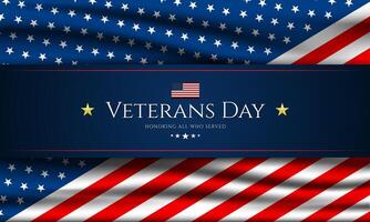 Veterans Day banner with American flag vector