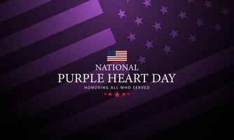 Banner event for National Purple Heart Day August 7th with purple dark theme vector