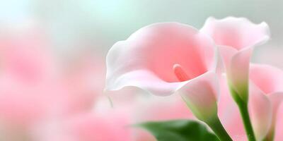 Pink Calla Lilies Close Up Soft Focus Floral Image photo