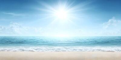 Sunny Beach Ocean Summer Seascape Bright Sky Clouds Sand Waves photo