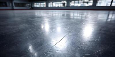 Indoor Ice Rink Floor Scratched Surface Gray Polished Concrete photo