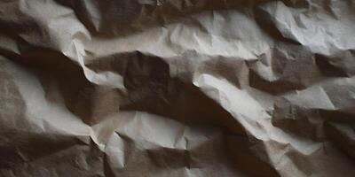 Crumpled brown paper texture serving as a background design element photo
