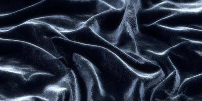 Dark Blue Velvet Fabric Draped Texture Closeup Detailed Textile Background photo