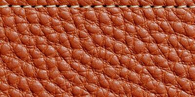 Brown Leather Texture with White Stitching Seamless Pattern photo