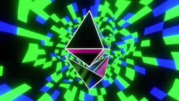 Ethereum logo in a colorful background VJ loop video