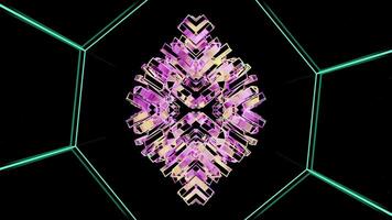 A computer generated image of a purple and green design VJ loop video