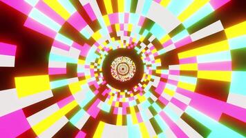 A colorful circular pattern with a bright light in the center VJ loop background video