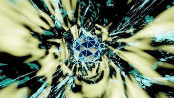 A blue and yellow diamond is in the center of a black and white image VJ loop background video