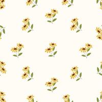 A pattern yellow flowers on a white background Seamless floral pattern. Motives are scattered randomly. Flower pattern background. cute pattern. vector