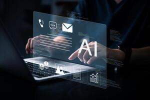 A person using a laptop with ai on the screen photo