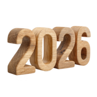 Wooden year design showcasing the upcoming year with carved numerals for future events promotion png