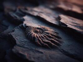A Prehistoric Story From An Ancient Fossil In Layered Rock photo