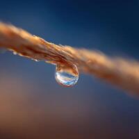 A Single Drop of Dew on a Desert Plant Close Up photo