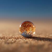 A Single Drop of Water on a Rough Desert Stone photo