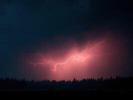 A Spectacular Lightning Show Over A Dense Forest Canopy photo