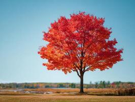 A Single Vibrant Maple Tree With Red Leaves photo