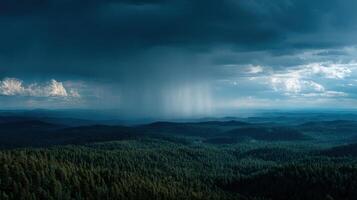A Specific Rain Shower Above a Faraway Forest photo