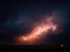 A Spectacular Lightning Display Over A Rural Area photo