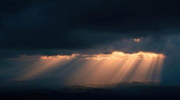 A Sunbeam That Pierces the Heavy Clouds of a Storm photo