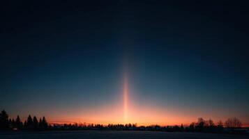 A Sun Pillar Appears Over A Garden At Dawn photo