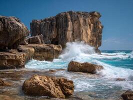 A Striking And Grand Rock Pillar In The Ocean photo