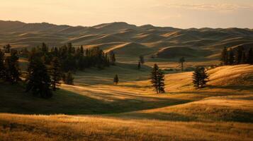 A Summer Sunset Over Golden Rolling Hills photo