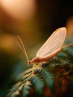 An Otherworldly Visitor A Lacewing on a Fern photo