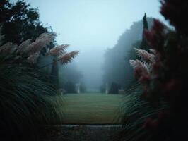 An Open Garden Is Engulfed By A Mysterious Fog photo