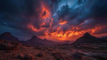 An Intense Sunset Scene At A Dramatic Volcano photo