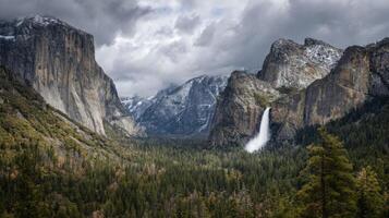 An Impressive Cascade In A Wide Mountain Chain photo