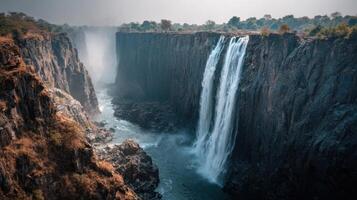An Impressive And Large Sunlit Cascade photo