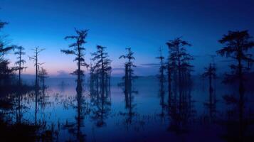 Another Ethereal Blue Sunset In A Mystical Swamp photo