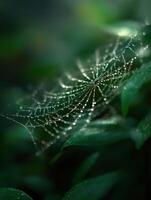 Delicate Natural Artistry on a Dewy Spiderweb photo