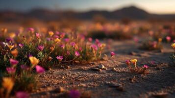 Colorful Flowers Blooming Unexpectedly On The Desert Ground photo