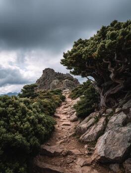 An Upward Path Along A Rough And Rocky Mountain Trail photo
