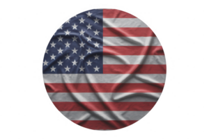 American flag in a circle shape with a transparent background and a wrinkled texture patriotic symbol design png