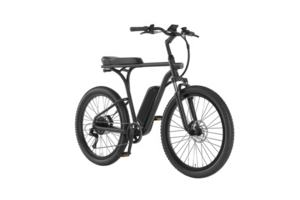 Isolated dark ebike showcasing its design and features against a plain transparent background studio shot png