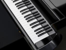 Smooth polished piano keys captured from above photo
