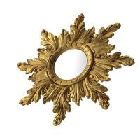 Gold Leaf Sunburst Mirror Antique Design Decor, 3d, white background photo