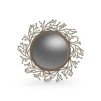 Elegant Round Mirror Floral Branch Design Home Decor Wall Mirror Interior Design Accent 3d white background photo