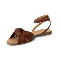 Brown Leather Knot Sandals, Summer Fashion Footwear, white background. photo