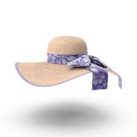 Elegant Straw Sun Hat with Lavender Ribbon Fashion Accessory, 3d, white background photo