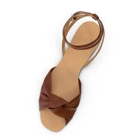 Brown Leather Knot Sandals, Summer Fashion Footwear, white background photo