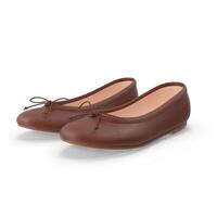 Brown Leather Ballerina Flats Elegant Womens Footwear, 3d ,white background photo