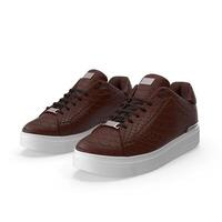 Brown Leather Sneakers Stylish Casual Footwear, 3d, white background photo