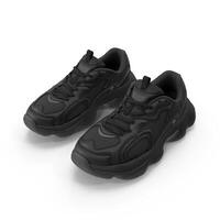 Stylish Black Sneakers Chunky Sole Casual Design, 3d, white background photo