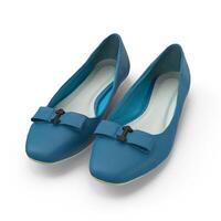 Teal Bow Flats Elegant Womens Footwear, 3d, white background photo