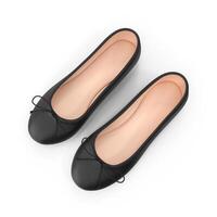 Classic Black Ballet Flats Elegant Footwear Detail ,3d ,white background photo