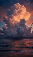 Tranquil Sea and Thick Clouds at Dusk photo