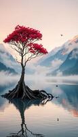 Still Waters and the Red Tree photo